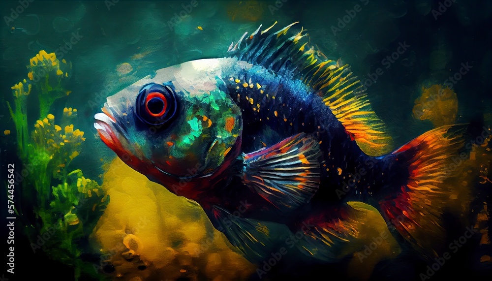 A painting of fishes, Generative AI A painting of fishes, Generative AI