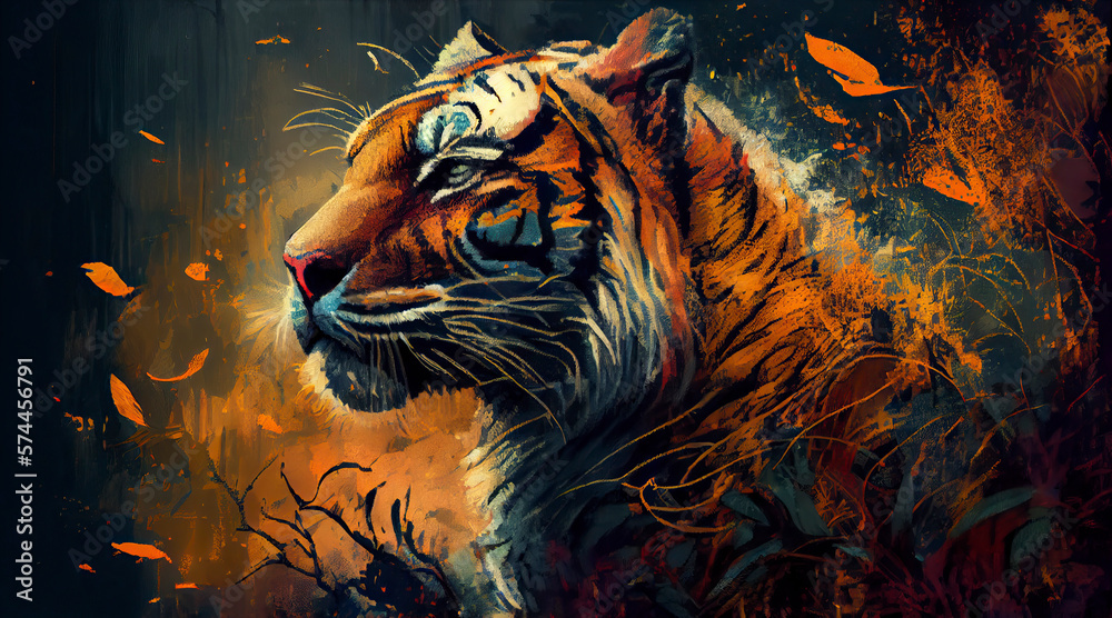 A painting of a tiger, Generative AI
