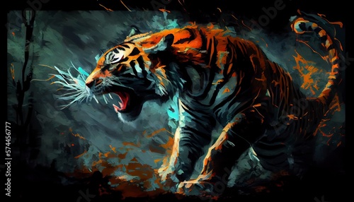 A painting of a tiger  Generative AI