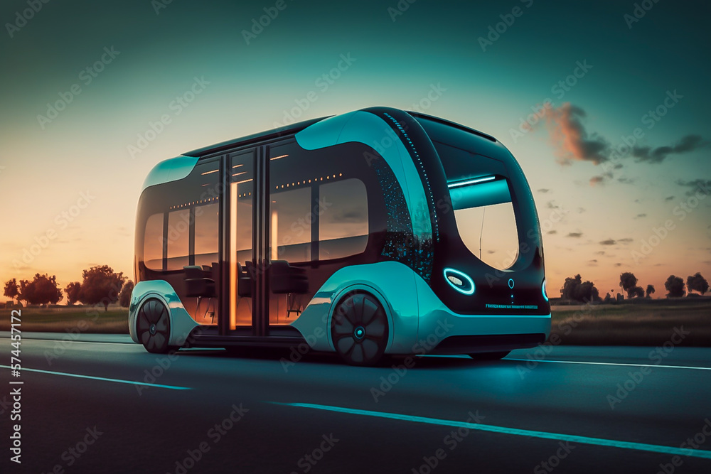 Self driving shuttles public transport, transports of the future, generative ai