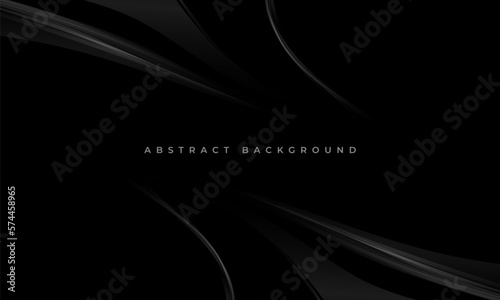 Black abstract background with grey lines. Vector illustration