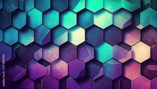Purple and Teal abstract geometric background created with generative AI technology (ID: 574459143)