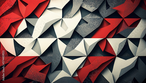 Red, white, and grey abstract geometric background created with generative AI technology (ID: 574459153)