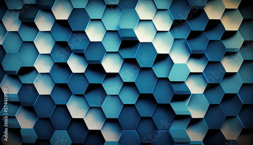 Blue and white abstract hexagonal background created with generative AI technology