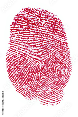 roter Fingerabdruck auf weißem Hintergrund