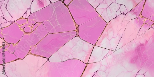 Pink Marble Texture With Kintsugi Effect Abstract Background For Web and Marketing Design. Generative AI.