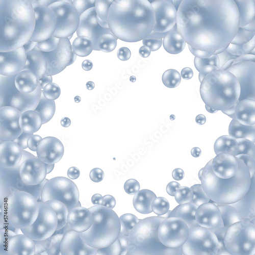 Wallpaper Mural Background with render 3d color balls. Round Sphere of geometric objects, pearl made of metal and plastic. Template with social media story, social networks. vector illustration. Blue frame. EPS 10 Torontodigital.ca