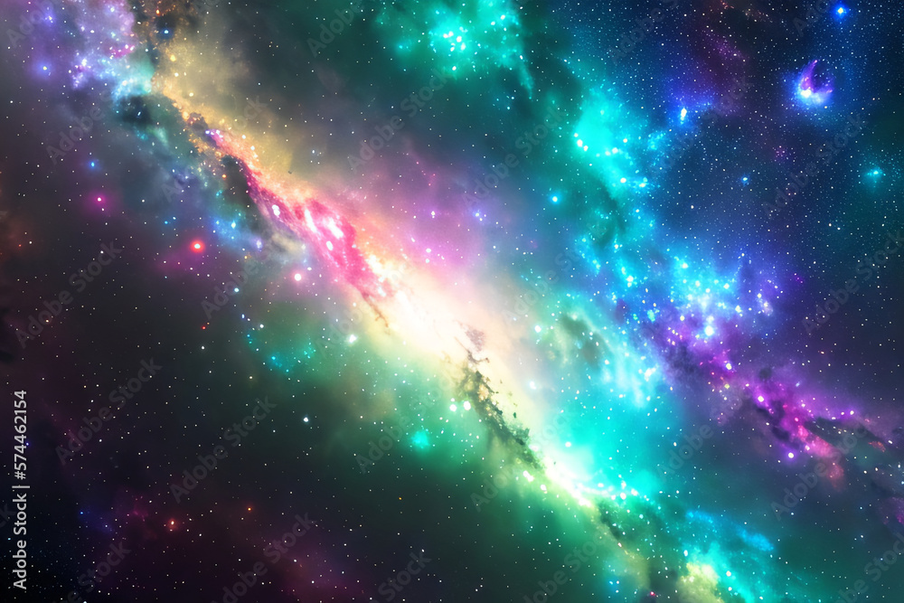 An incredible view of the cosmic universe with its stars, galaxies and nebulae. A perfect harmony of shapes and colors. Space, Beauty, Infinity concept created with generative AI. - obrazy, fototapety, plakaty 