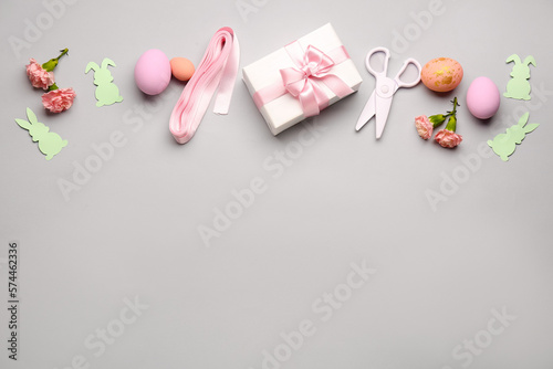 Gift with Easter eggs, pape...
