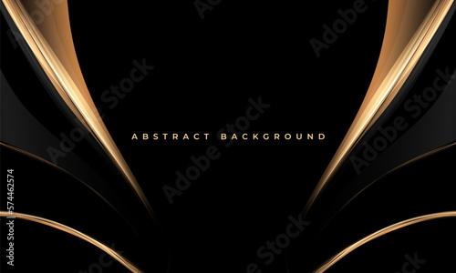 Elegant black and gold abstract luxury background with golden lines and shapes. Vector illustration