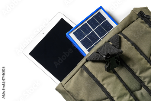 Backpack with portable sola...