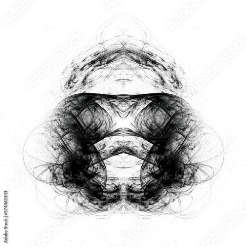 Monochrome abstract illustration with geometric symmetric pattern.