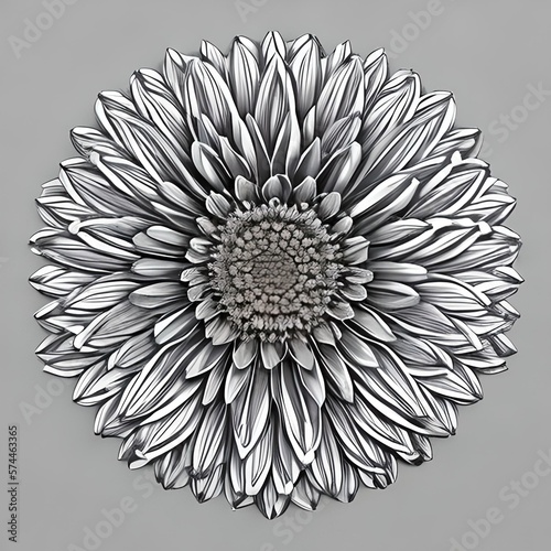  drawing of flower, black and white color