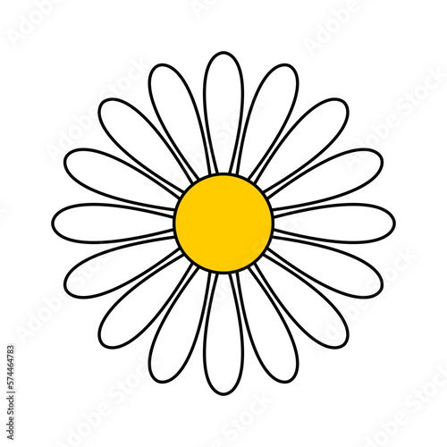Daisy Chamomile Flower Flat Icon. Vector Image.