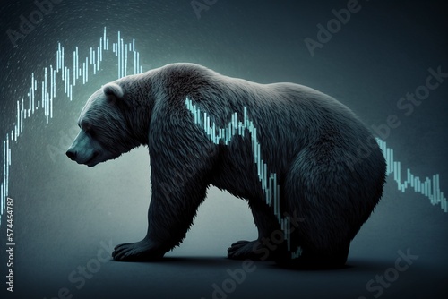 illustration  the bear on the financial chart represents the stock mark  generative ai