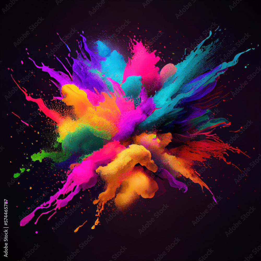 Colorful rainbow holi paint splash, color powder explosion, AI generated image Stock