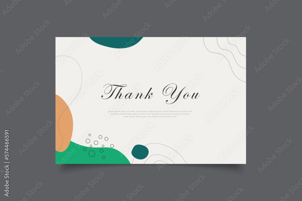 thank you card template design with abstract hand drawn minimalist