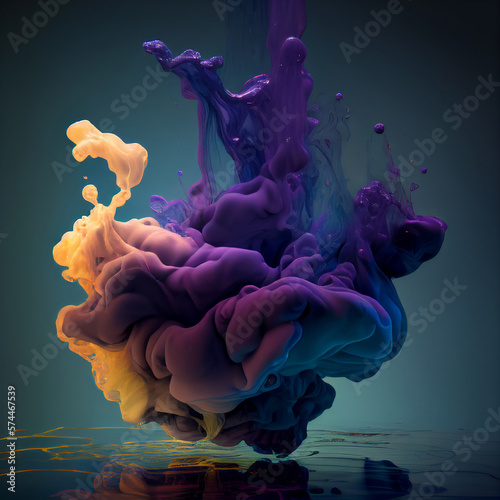 Purple abstract smoke. Studio shot of purple smoke underwater. Illustration AI
