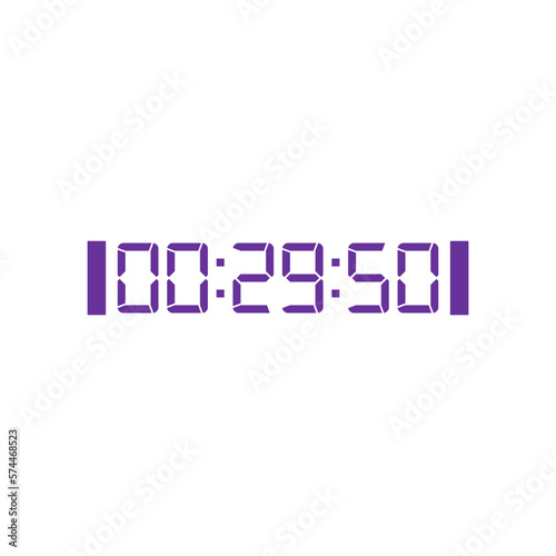 LED digital clock number isolated. Electronic figures for counter or calculator mockup interface design.