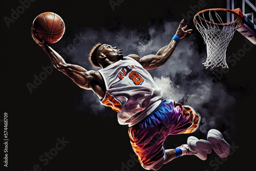 Fotobehang Basketball player making a dunk