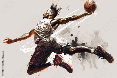 Basketball player making a dunk