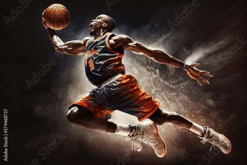 Print op canvas Basketball player making a dunk