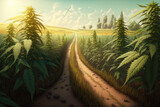 Cannabis farm field view 