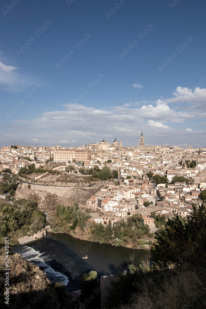 Panoramic view of the city of Toledo in Castile-La Mancha, Spain