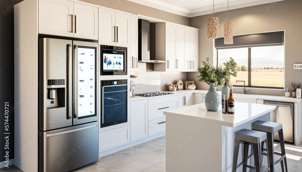 Modern kitchen render created with generative ai Modern kitchen render created with generative ai