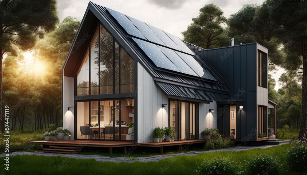 Obraz premium Modern house render created with generative ai