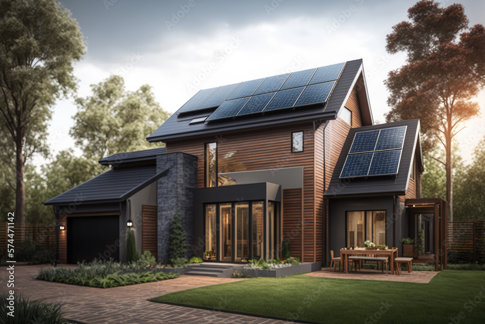 Modern house render created with generative ai Modern house render created with generative ai