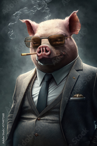 Business Pig in a suit Generative AI