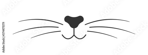 Dog or cat nose, mouth and whiskers. Signboard design for pet grooming and bathing salon or domestic animals store isolated on white background. Vector graphic illustration
