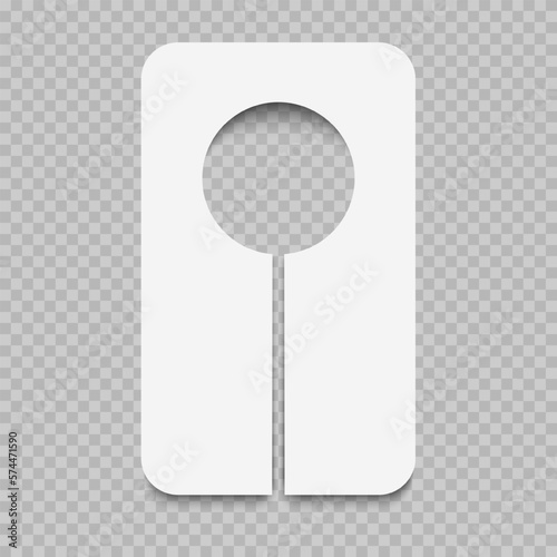 Blank closet divider or door hanger mockup isolated on transparent background. Clothing store or wardrobe organizer tag. Please do not disturb, quiet, knock or keep silence label. Vector illustration