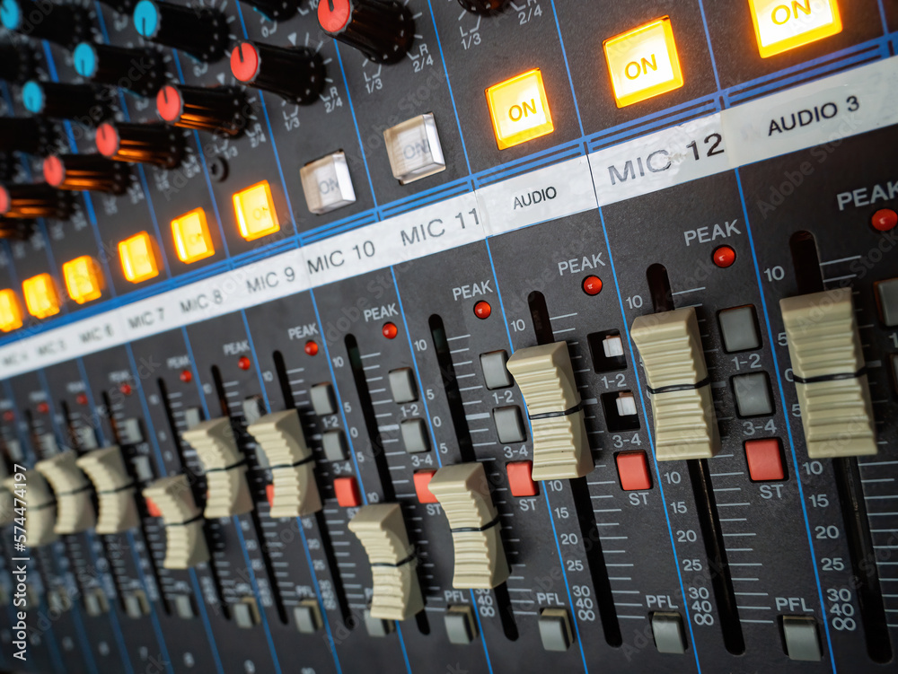 Audio sound mixer, Professional tool sound engineer. Audio sound mixer, Professional tool sound engineer.