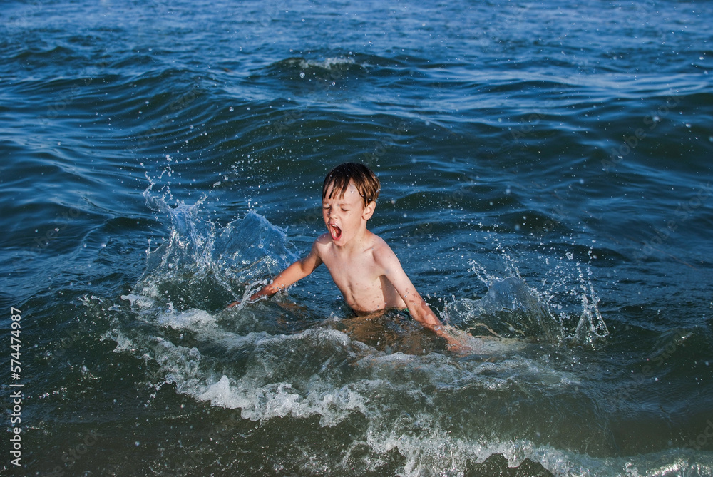swim, learn to swim, child laughs, waves, splashes, ocean, danger on water swim, learn to swim, child laughs, waves, splashes, ocean, danger on water