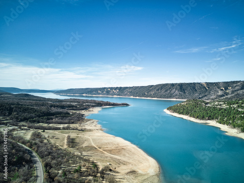 Lake of Sainte-Croix (Lac de Sainte-Croix, Gorges du Verdon) in the Provence-Alpes-Côte d'Azur region, France