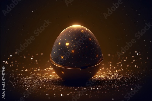 Shiny Golden Egg with Lots of Crystalline Effects around it Generated by AI