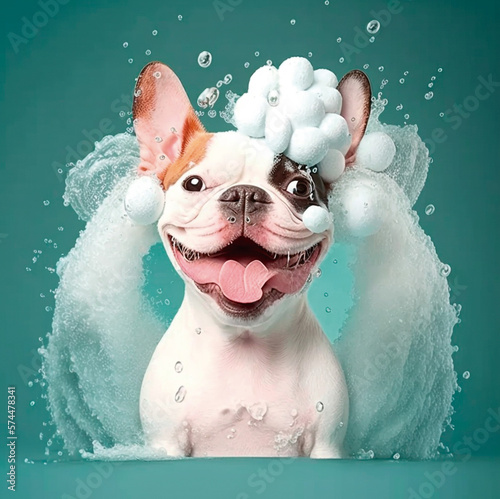 dog bath petshop bathtub foam photo