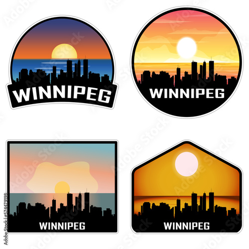 Winnipeg Canada Skyline Silhouette Retro Vintage Sunset Winnipeg Lover Travel Souvenir Sticker Vector Illustration SVG EPS AI