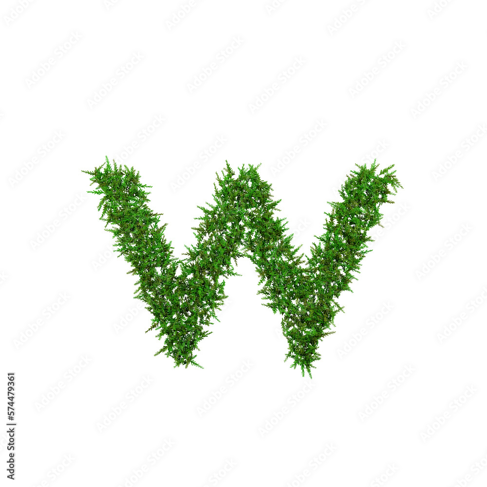 Upper letters of green grass alphabet isolated on white background. 3d illustration Upper letters of green grass alphabet isolated on white background. 3d illustration