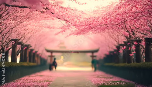 Canvastavla Sakura Cherry blossoming alley