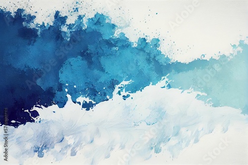 Abstract watercolor paint texture colored blue and white, banner by generative AI © 真実 原