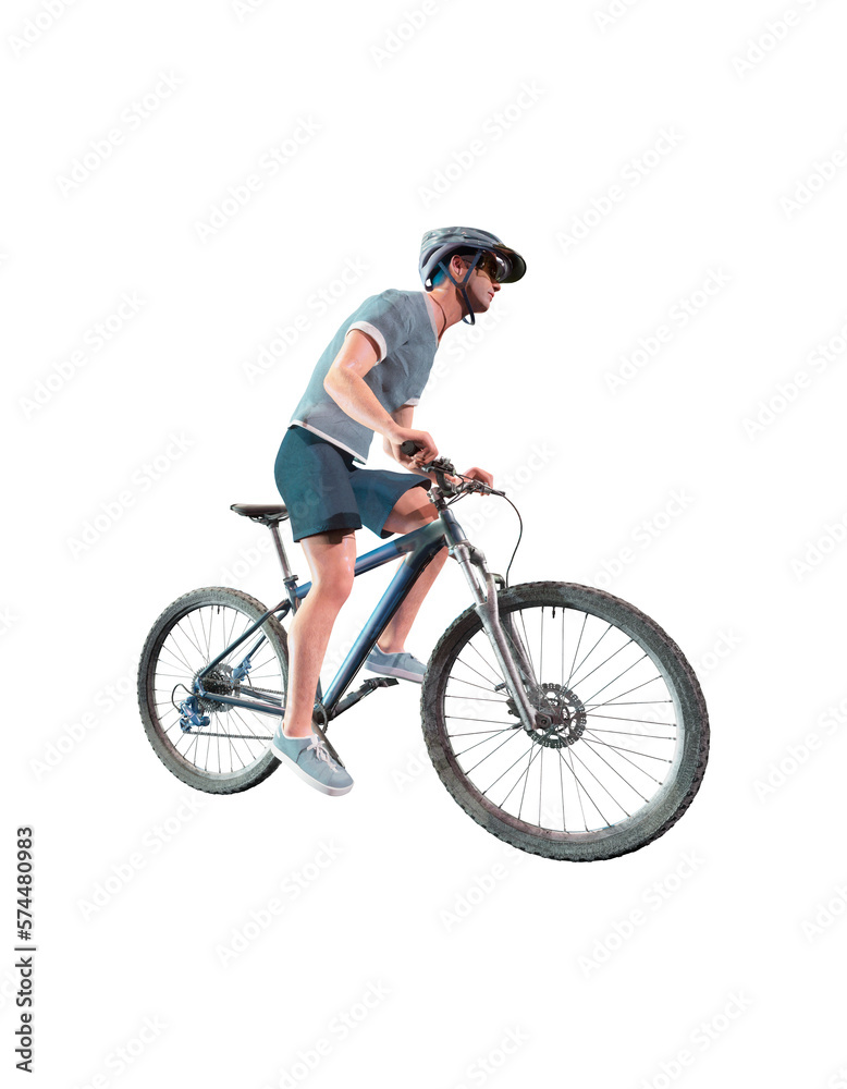 Athlete man cyclists with bicycle 3d render