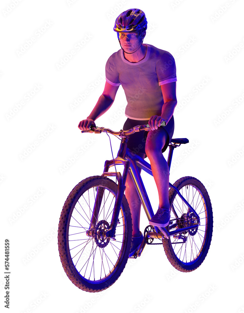 Naklejka premium Athlete man cyclists with bicycle 3d render