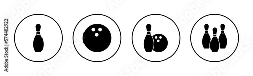 Bowling icon vector for web and mobile app. bowling ball and pin sign and symbol.