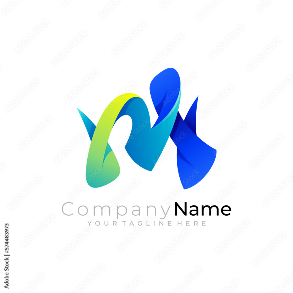 Obraz premium Symbol M logo with 3d colorful design, letter M icons