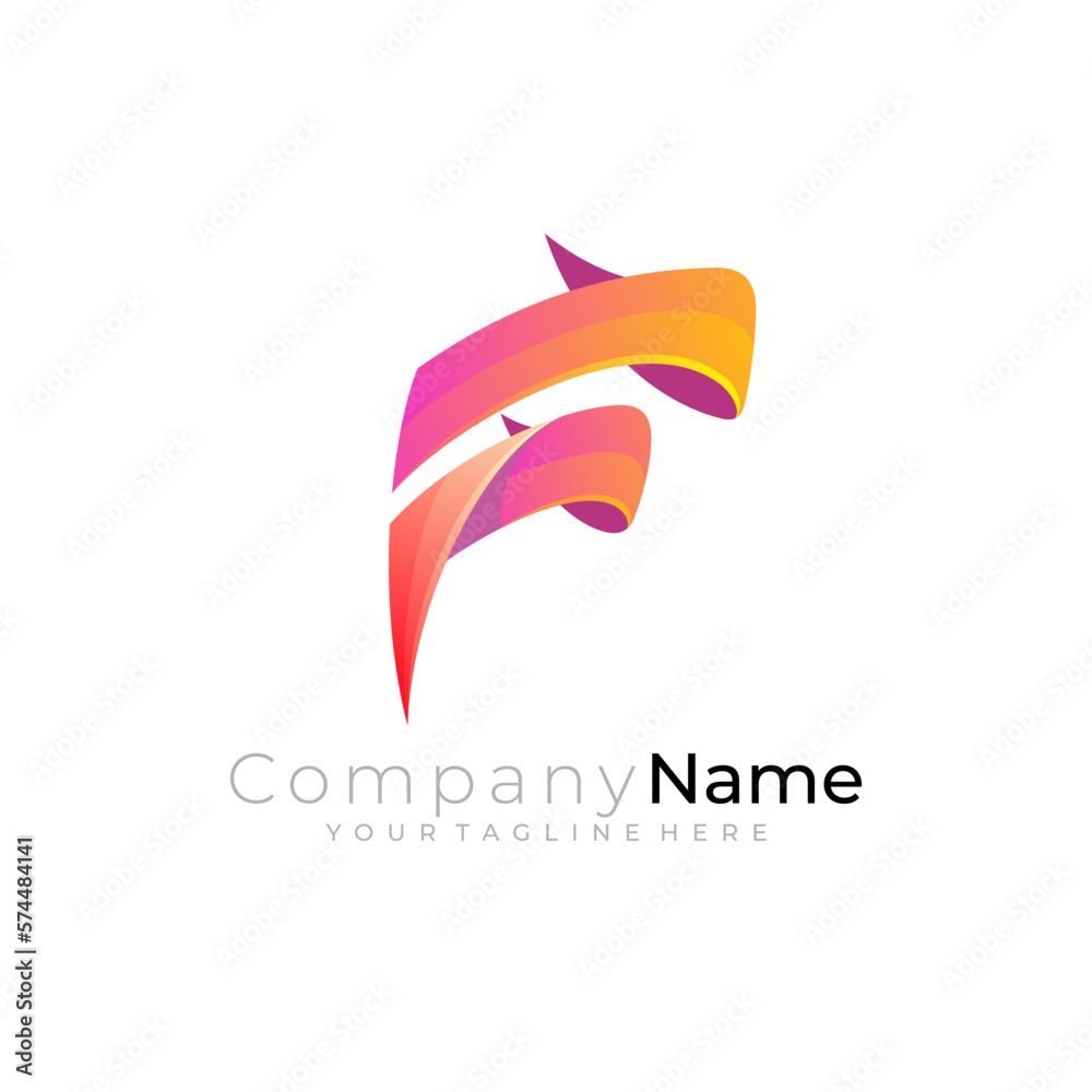 F logo, Letter F logo and colorful style, company icons F logo, Letter F logo and colorful style, company icons