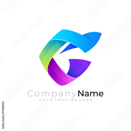 Letter C logo with colorful design template, combination logos