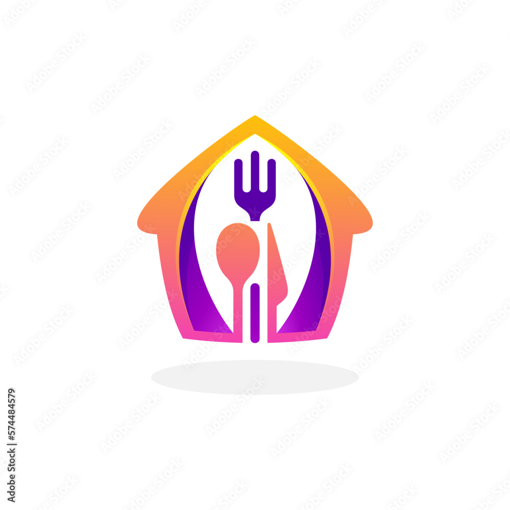 Fototapeta premium Restaurant logo with cutlery design template, building logo